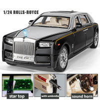 โมเดลรถ1:24 Rolls-Royce Phantom Cullinan sweptail Toyota ALPHARD Land Rover Defender Benz BMW Audi Porsche Lexus Prado Land crulser Lamborghini Camry Nissan GTR Maybach decorations Vehicle KIDS Collection Metal 6 Doors RETURN DRIVE