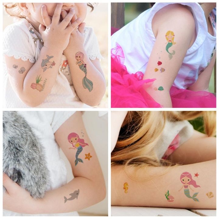 19-styles-waterproof-kids-tattoo-sticker-animals-cartoon-temporary-tattoos-kids-arms-diy-body-art-cartoon-collection-mermaid