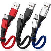 HOCE 3A Micro USB ประเภท C ชาร์จโทรศัพท์สั้นสายสำหรับ iPhone 13 12 11 X XS สูงสุด8 7 6 5S 6S Plus 30ซม.ช่องเก็บของผ้า USB พับได้ USB สายสำหรับข้อมูล OPPO ViVO Realme