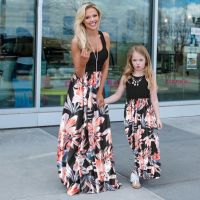 【YF】 New Family Matching Maxi Tank Dress Summer Mom And Me Daughter Patchwork Floral Long Dresses For Women Mother Baby Girl Clothes