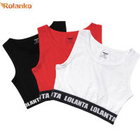 Rolanko เสื้อครอปสำหรับเด็กผู้หญิง,เสื้อวัยรุ่นเสื้อกล้ามสีขาวดำแดง4-16ปี