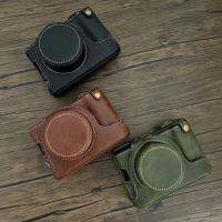 【LZ】∈ↂ  Leathe corpo da câmera caso duro saco protetor capa inferior base para fujifilm fuji x100v x100f x-100v marrom/preto/verde