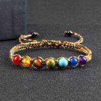 6MM 7 Chakra Braided Natural Stone Bracelet High Quality Engry Healing Bangles Couple Yoga Jewelry Chain Pulsera Gift for Friend Charms and Charm Brac