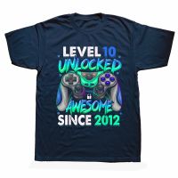 Funny Level 10 Unlocked Awesome Since 2012 10th Birthday Gaming T Shirts Graphic Cotton Streetwear Short Sleeve T shirt Men XS-6XL