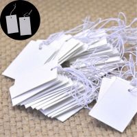 Jewelry Clothes Label Price Tags 100Pcs 5*3cH*IC White Paper With Elastic String Stickers Labels