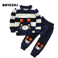 BOTEZAI Baby Boy Clothes Spring Autumn Cartoon Bear Long Sleeve T-Shirt Pants 2pcs Suits Kids Girls Casual Set Sport Tracksuit