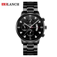 Luxury Mens Watch Fashion Rhinestone Stainless Steel Waterproof Clock Business Quartz Men Black Wristatch Free Shipping Relógio