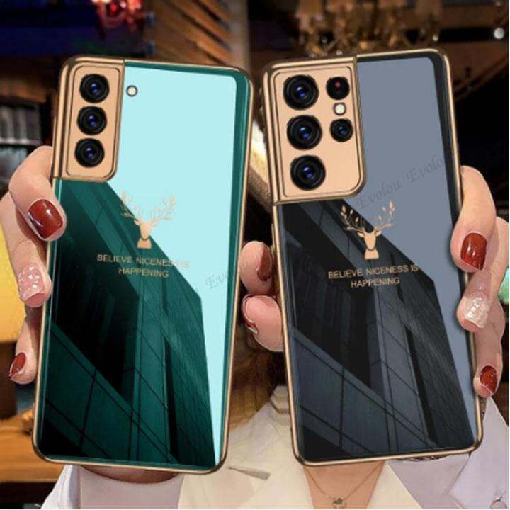 2023ใหม่-สำหรับ-s22-samsung-เคสโทรศัพท์กระจกเทมเปอร์ชุบพิเศษสำหรับ-s22-samsung-galaxy-และ-s21-s21fe-บวกกรอบป้องกันด้านหลังแข็ง