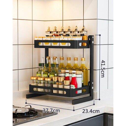2 Layer Stainless Steel Kitchen Spice Condiments Rack Lazada PH