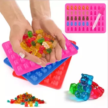 50 Grids Gummy Bear Mold With Dropper Silicone Chocolate Mold Fondant  Chocolate Candy Maker Moulds Diy Baking Decorating Tools