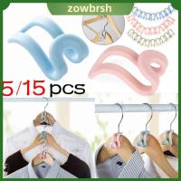 ZOWBRSH 5/15Pcs กันลื่น บ้านและที่อยู่อาศัย ตะของ่าย ที่แขวนไม้แขวน ชั้นเก็บของ ไม้แขวนเสื้อ ออแกไนเซอร์ตู้เสื้อผ้า