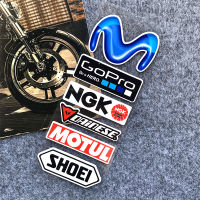 MOTUL SHOEI GOPRO DAINESE NGK 1เซ็ตยามาฮ่าซูซูกิฮอนด้าแต่งรถขอบรถจักรยานยนต์สะท้อนแสงสติกเกอร์หมวกนิรภัยสติกเกอร์ไวนิลสำหรับ Kawasaki KTM DUCATI BMW Benelli Harley Vespa