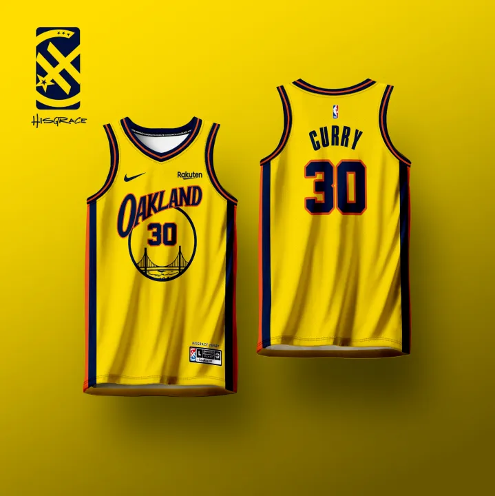 GOLDEN STATE WARRIORS OAKLAND CURRY YELLOW HG JERSEY FULL SUBLIMATION ...