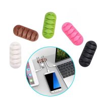 ◕▤❄ Multipurpose Desktop phone Cable Winder Earphone clip Charger Organizer Management Wire Cord fixer Silicone Holder 5 slot Strip