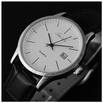 SWIDU นาฬิกาผู้ชายกันน้ำบางเฉียบหนังแท้สำหรับออกเดตนาฬิกาบุรุษลำลองสีขาวคลาสสิกแบบเรียบง่าย