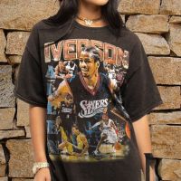 อัลเลน Iverson บาสเกตบอลวินเทจล้างเสื้อยืดอัลเลน Iverson วินเทจล้างเสื้อยืด