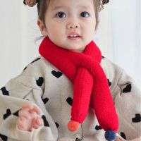 ❖∏  Warm Windproof Girl Kid Winter Neckerchief Soft Skin Friendly Child Scarves Fashion Versatile Solid Simple Wool Ball Baby Scarf