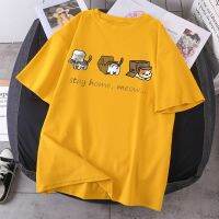 COD DSFERTRETRE Stay Home Meow Women T Shirts O-Neck Fashion Tshirts Vintage Tops Tees T-shirt