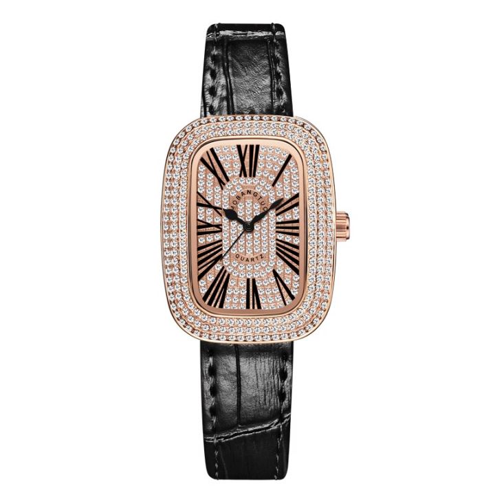 นาฬิกาเพชรนาฬิกาแฟชั่นผู้หญิงนาฬิกาข้อมือกุหลาบแดงนาฬิกาควอตซ์สำหรับสุภาพสตรี