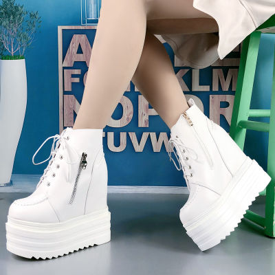 2019 autumn and winter new 14 CM super high-heeled waterproof platform womens single shoes thick-soled lace-up boots
