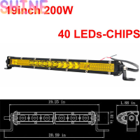 Shine สีเหลือง Ultra Slim 20 200W SINGLE ROW LED Work Light Bar Offroad รถบรรทุก Amber