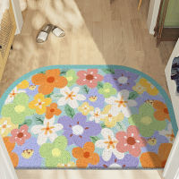 Cartoon Colors Flower Forest Tree Leaves PVC Non Slip Entrance Door Bath Door Rugs Mat Bright Rug Doormat