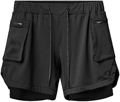 DGHM-JLMY Mens Slim Fit Sweat Shorts with Phone Pockets Solid Color Breathable Hiking Shorts Elastic Durable Sport Shorts