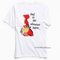 Cartoon T-Shirt For Man White T Shirt Little Red Riding Hood &amp; Her Wolf Pup Funny Story Tops 100% Cotton Tees Cheap Tshirt Xs