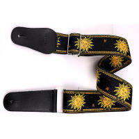 Adjustable Leather Guitar Strap Embroidery Belt Strap Button Adaptor Safety Locks Picks Jacquard Band Guitar Bass Accessories