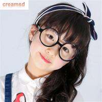 CREAMSD แว่นตาเบาพกพาได้สะดวกเด็กผู้ชายเลนส์ไร้กระจกเด็กผู้หญิงทรงกลมกรอบแก้วแว่นตาเด็กกรอบแก้วกรอบแว่นตาไฟ PP