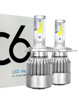 อะไหล่รถ ของแต่งรถ รถยนต์ อุปกรณ์แต่งรถ 1คู่ ไฟหน้ารถยนต์ C6 LED แสงสีขาว H1 H3 H4 H7 H11 9005 9006 36W 6000K คุณภาพดี ราคาส่ง