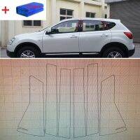 ขอบแต่งเสาหน้าต่างรถยนต์เอฟเฟกต์กระจกสีดำฝาครอบสำหรับ Nissan Qashqai 2008-2015สติ๊กเกอร์หน้าต่าง