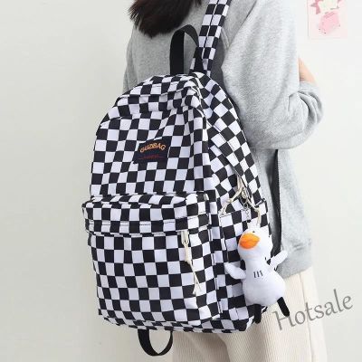 【hot sale】▧✵卍 C16 Schoolbag Versatile Japanese Vintage Backpack Checkerboard Trendy Student
