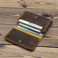 【CW】New Arrival Vintage Card Holder Men Genuine Leather Credit Card Holder Small Wallet Money Bag ID Card Case Mini Purse For Male