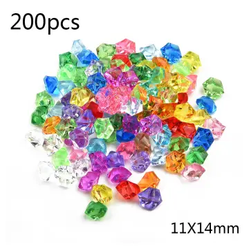 100PCS Plastic Gems Grains Colorful Small Stones Jewels Acrylic Jewels  Crushed Ice Counter Crystal Diamondsa Kids