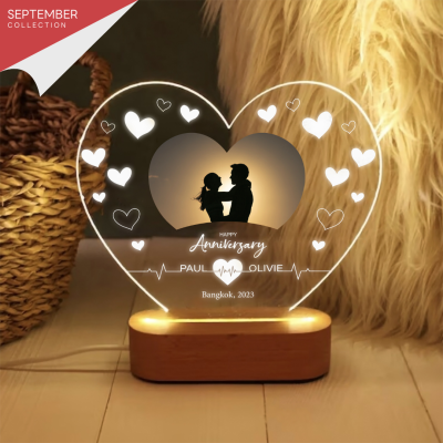 Happylife Heart beat September 2023  โคมไฟอะคริลิคสั่งทำ สกรีนUV ของขวัญวันเกิด ของขวัญให้แฟน แต่งงาน วันครบรอบ ตามเทศกาล