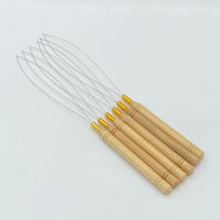 40 pcs Loop Pulling Needle Wooden Handle Loop Needle Hair Extensions Feather Hair Extension Tools