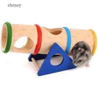 SHENEY อุโมงค์ลับของเล่นหนูแฮมสเตอร์ไม้สำหรับออกกำลังกายในยิม Chinchilla Gerbil