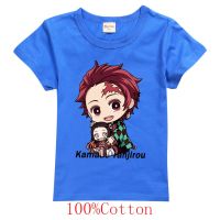 Boys Demon Slayer Gaming Cartoon Pattern Printing T Shirt 100% Cotton Girls Short Sleeve T Shirts Kids T-shrit Children T-shirts Tops