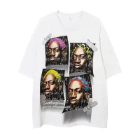 TIDESHEC 2022 Spring Summer Men T-shirt Oversized Graphic Tee Punk Basketball Star Dennis Rodman Letter Print T-shirt Cotton Top