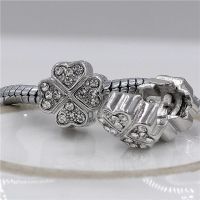 【☊HOT☊】 hu0772 Go Max Dgw คลิปหนีบคริสตัลทองแดงคอลเลอร์สีเงินกำไลข้อมือ Pandora เครื่องประดับ Diy