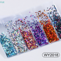 ?【Lowest price】YUE 6กริด/กระเป๋าเล็บศิลปะเลื่อมที่มีสีสันเล็บขัดเกล็ดfoils สำหรับ manicures