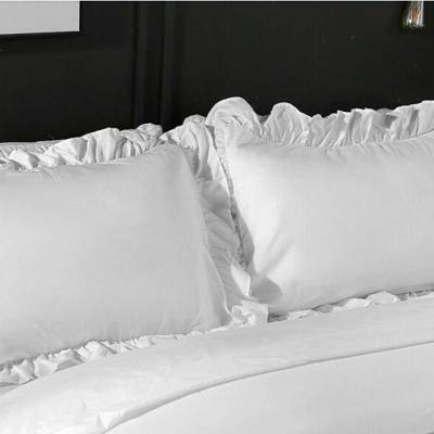 1Pc 48x74cm White Lace Pillowcase Sham European Princess Pillow Cover Protector Bedding Cotton Solid Ruffle Pillow