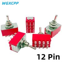 1/5 PCS Toggle Switches Red 12Pin  2/3 Position ON-ON DPDT Mini Toggle Switches 6A/125V-2A/250V AC MTS-402 Push Button Switch