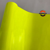 1020304050*152CM Gloss Neon Fluorescent Yellow Vinyl Vehicle Car Wrap Film Sheet Roll with Air Bubbles Free