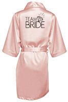 Wedding Party Team Bride Robe Kimono Satin Pajamas Robe bridesmaid robe with black letters bathrobe bride robes