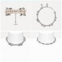 Vivienne Westwood Vivienne Wood/Vivienne Empress Dowager Saturn Big Bone Full Of Diamond Necklace Bracelet Earrings