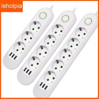 EU Plug AC Outlet Power Strip Multitap Smart Home Extension 2M สายไฟซ็อกเก็ตไฟฟ้า3พอร์ต USB Multipise Network Filter