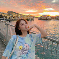 【Special】เสื้อยืดแขนสั้นผู้หญิง Tie Dye Round Neck Breathable Loose Type Fashionable Casual Top