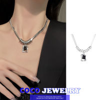 เครื่องประดับ COCOJEWELRY เวอร์ชันเกาหลีเงิน S925สร้อยห่วงโซ่ลายกระดกงูซ้อนสำหรับผู้หญิงสไตล์สองชั้นโซ่ไหปลาร้าเพทาย